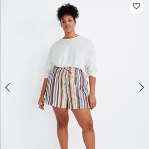 Smocked-Waist Pull-On Shorts in Rainbow Stripe